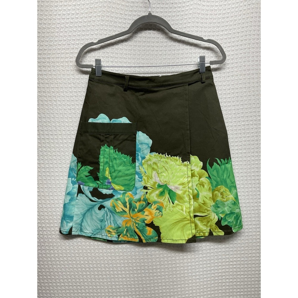 The Kit Cargo Skirt Floral‎ Beach Olive Iris Organic Cotton Twill NWT